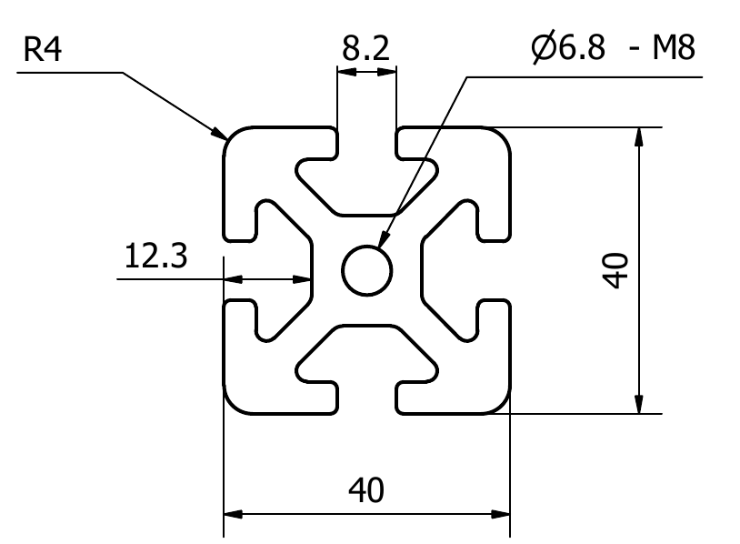 Aluminium Profile Line 40 Slot 8 - 4040